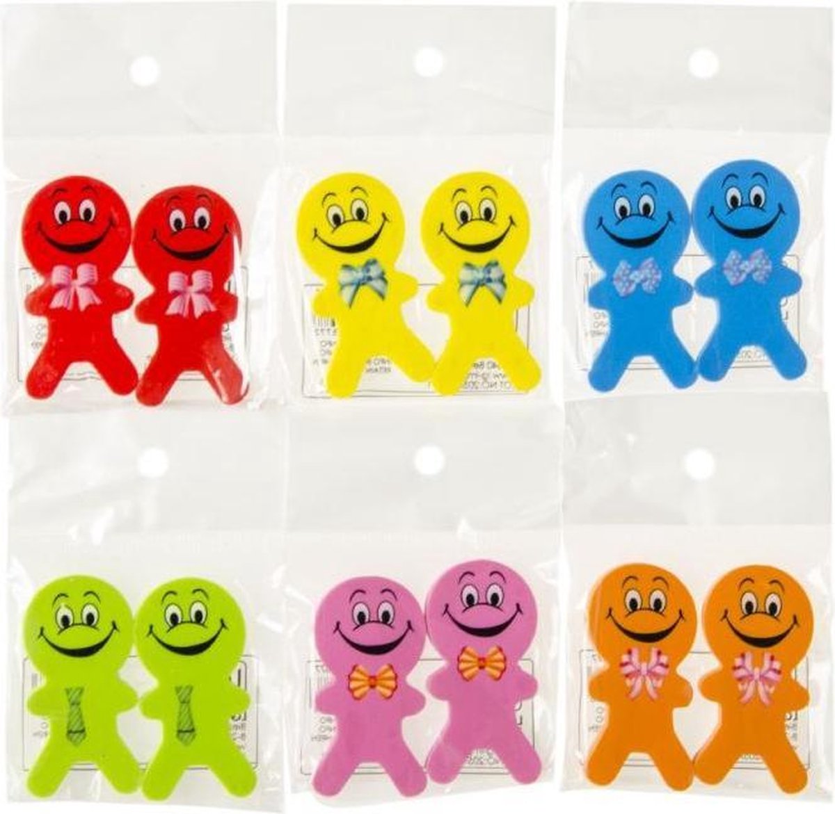 Kinder traktatie uitdeelcadeau |Blije poppetjes gummen, 6 kleuren (12 st.)